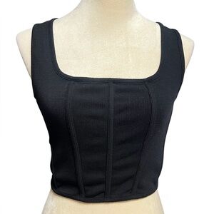 Happily Grey Chic Black Ribbed Crop Top